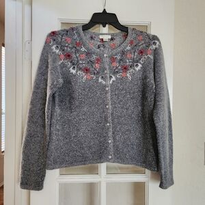 Christopher & Banks Embellished Fairycore Silk Angora Button Down Cardigan Large